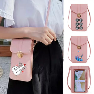 Women Crossbody Bag Phone Bag Wallets Card Holder Hand Print Purse