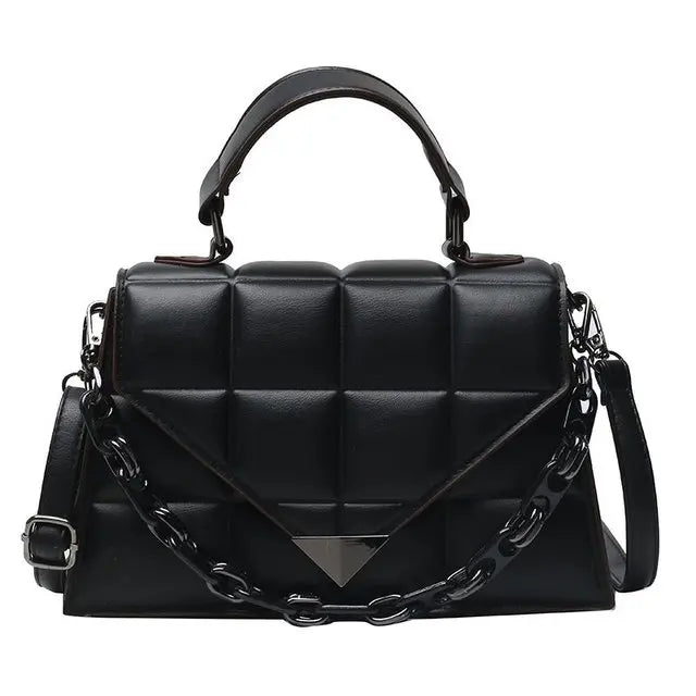 Weave Flap Crossbody Bag Leather Chain Shoulder Messenger Handbag Purse