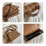 Weave Flap Crossbody Bag Leather Chain Shoulder Messenger Handbag Purse