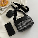 Women Crossbody Bags Rhombus Pattern Leather Combo
