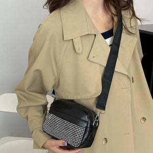 Women Crossbody Bags Rhombus Pattern Leather Combo