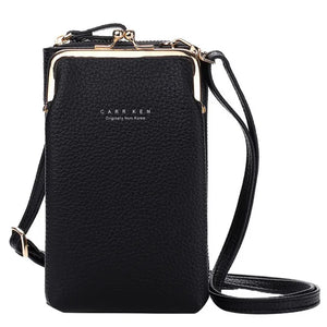 Metal Leather Crossbody Bag Cell Phone Purse with Shoulder Strap