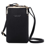 Metal Leather Crossbody Bag Cell Phone Purse with Shoulder Strap