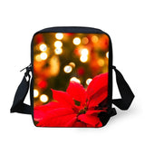 Christmas Flower Print Crossbody Bag for Girls Mini Messenger Bag
