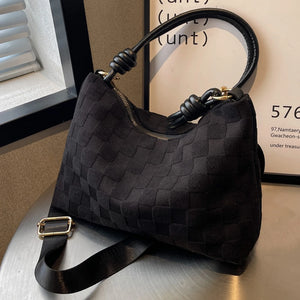Plaid Crossbody Bag for Women Zipper Closure Portable Messenger Purse