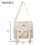 Nylon Crossbody Bag with 2 Plush Dolls - Versatile Book Bag