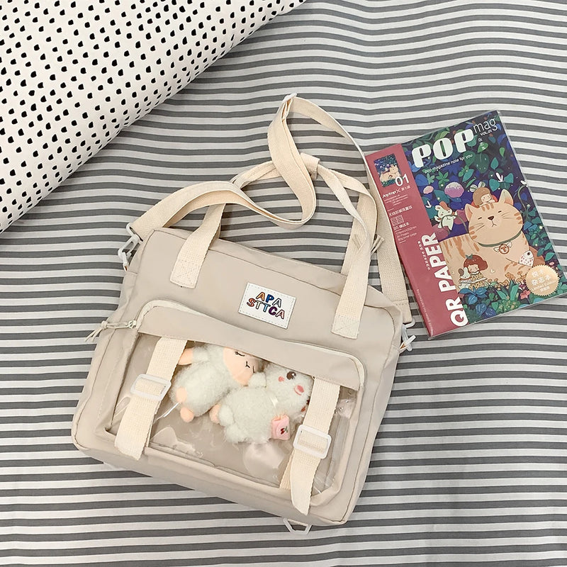 Women Crossbody Bags Nylon Travel Book Bags Large Capacity with 2 Plush Dolls