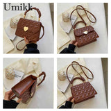 Women Crossbody Bags Pleated Heart Hasp Ladies Hand Bags Casual PU Leather Soft