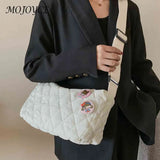 Women Crossbody Bag Quilted Shoulder Bag with Bear Pendant