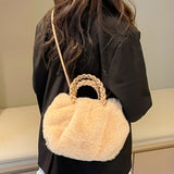 Plush Shoulder Handbag Soft Winter Purse Office Lady Clutches