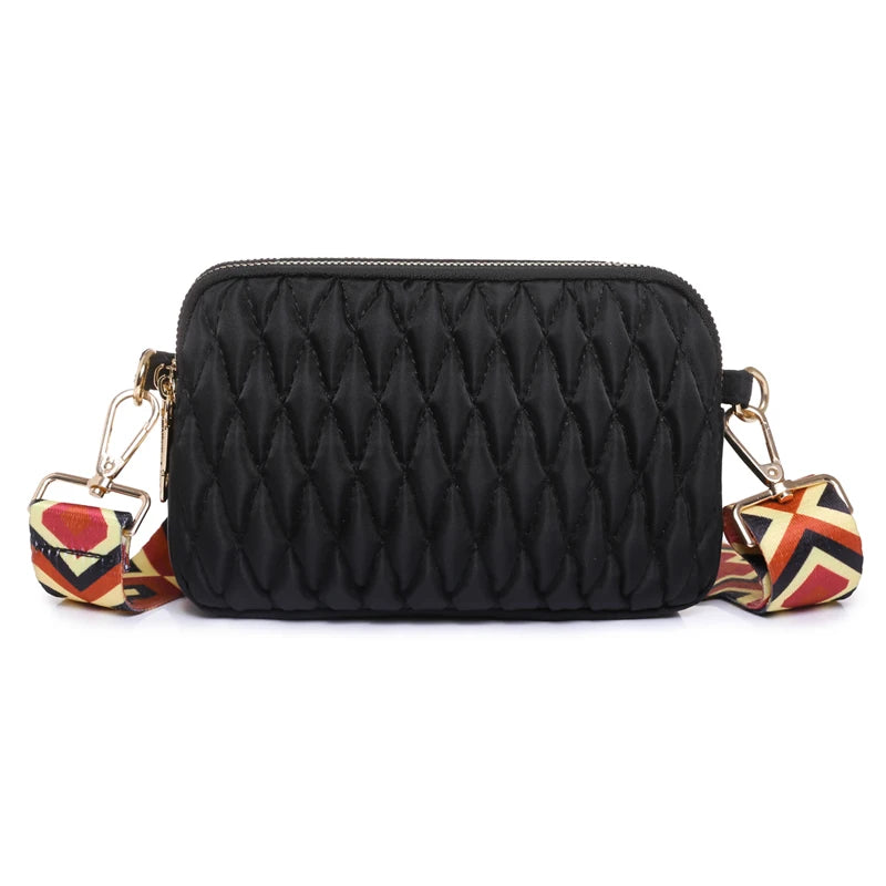 Women Crossbody Nylon Shoulder Bag Diamond Lattice Handbag