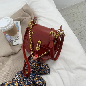 Women Crossbody Shoulder Bag Metal Chain Handbag