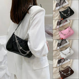 Women Crossbody Bag Leather Shoulder Bag with Chains Zipper Messenger Bag