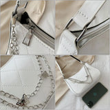 Women Crossbody Bag Leather Shoulder Bag with Chains Zipper Messenger Bag