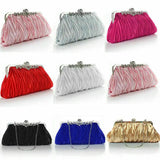 Crystal Evening Clutch Bag Wedding Party Prom Purse Ruffle Shoulder Bag