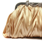 Crystal Satin Evening Clutch Bag Chain Rhinestones Party Crossbody Purse