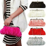 Crystal Satin Evening Clutch Bag Chain Rhinestones Party Crossbody Purse