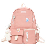 Nylon School Bag for Teen Girls Large Capacity Rucksack