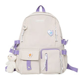 Nylon School Bag for Teen Girls Large Capacity Rucksack