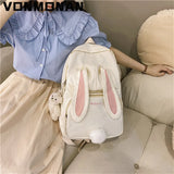 Waterproof Nylon Backpack Purse for Girls Large Capacity Cartoon Rabbit