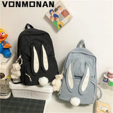 Waterproof Nylon Backpack Purse for Girls Large Capacity Cartoon Rabbit