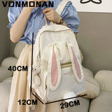 Waterproof Nylon Backpack Purse for Girls Large Capacity Cartoon Rabbit