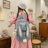 Cartoon Rabbit Backpack Purse for Teen Girls Waterproof Rucksack