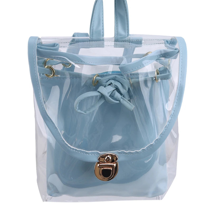 Clear Transparent Women Backpacks for Students Girls Schoolbags