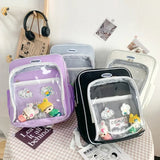 Women Backpacks ITA Bag, Clear Pocket School Bookbag