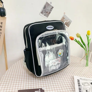 Women Backpacks ITA Bag, Clear Pocket School Bookbag