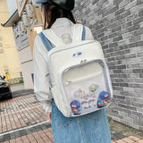 Women Backpacks ITA Bag, Clear Pocket School Bookbag