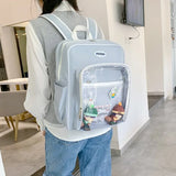 Women Backpacks ITA Bag, Clear Pocket School Bookbag