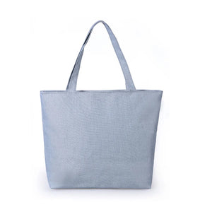 Women Cat Print Canvas Shoulder Bag Zipper Tote Handbag UND