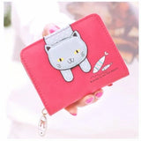 Cat Wallet Small Zipper PU Leather Coin Purse Card Holder Billetera