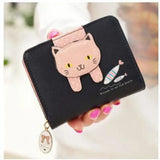 Cat Wallet Small Zipper PU Leather Coin Purse Card Holder Billetera