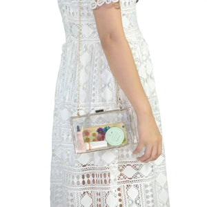 Clear Acrylic Box Clutch Crossbody Purse Evening Bag