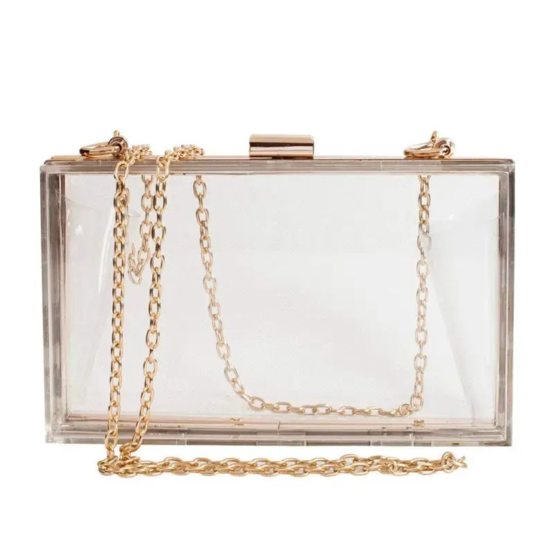 Clear Acrylic Box Crossbody Purse Evening Bag