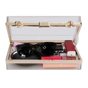 Clear Acrylic Box Crossbody Purse Evening Bag