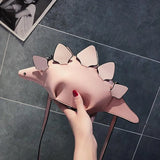 Women Dinosaur Shape Cross Body Bag Funny Girl PU Leather Handbag Lightweight