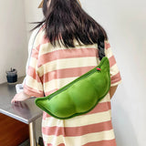 Green Funny Waist Bag Plush Beach Travel Banana Hip Bum Zip Chest Bags Women