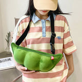 Green Funny Waist Bag Plush Beach Travel Banana Hip Bum Zip Chest Bags Women