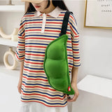 Green Funny Waist Bag Plush Beach Travel Banana Hip Bum Zip Chest Bags Women