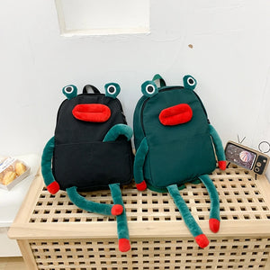 Funny Frog Backpack for Women, Cute Ugly Cartoon Student School Bag