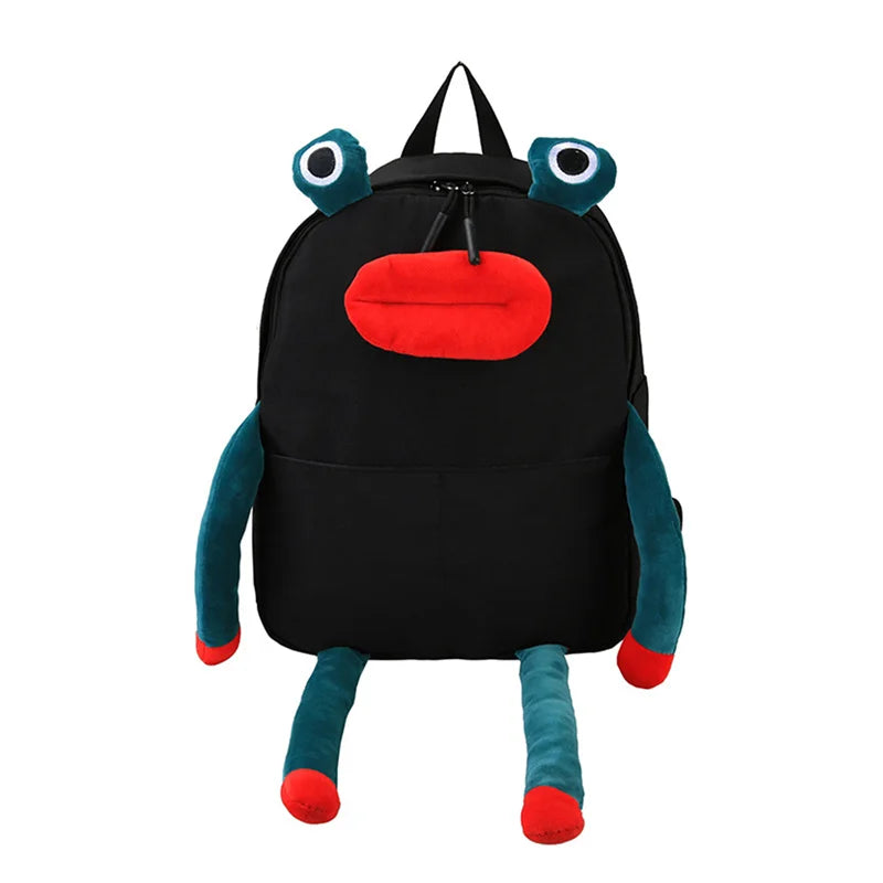 Funny Frog Backpack for Women, Cute Ugly Cartoon Student School Bag