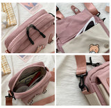 Canvas Crossbody Bag Small Square Messenger Bag All-match Student Bag