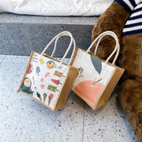 Canvas Lunch Bag for Women Girls Tote Handbag Pouch Food Storage Container