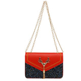 Women Elk Tassel Chain Small Bag Sequin Cross Bag