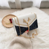 Women Elk Tassel Chain Small Bag Sequin Cross Bag