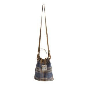 Vintage Plaid Handbag Totes for Women, Small Shoulder Bag Cotton Purse