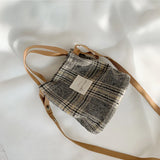 Vintage Plaid Handbag Totes for Women, Small Shoulder Bag Cotton Purse
